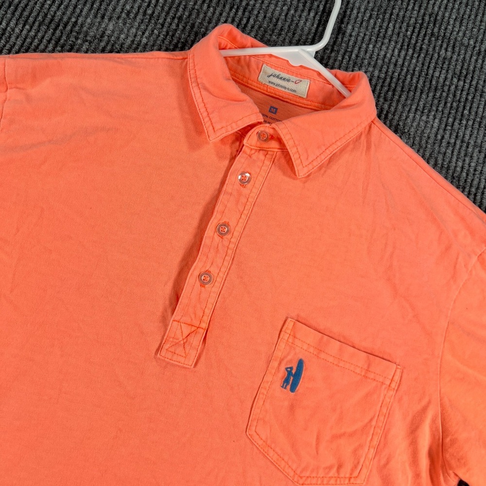 Johnnie-O‎ Polo Shirt Mens Medium Orange Short Sleeve Pocket Casual Golf Outdoor